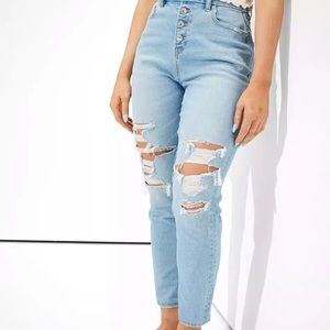 American Eagle Stretched Ripped Curvy Mom Jean